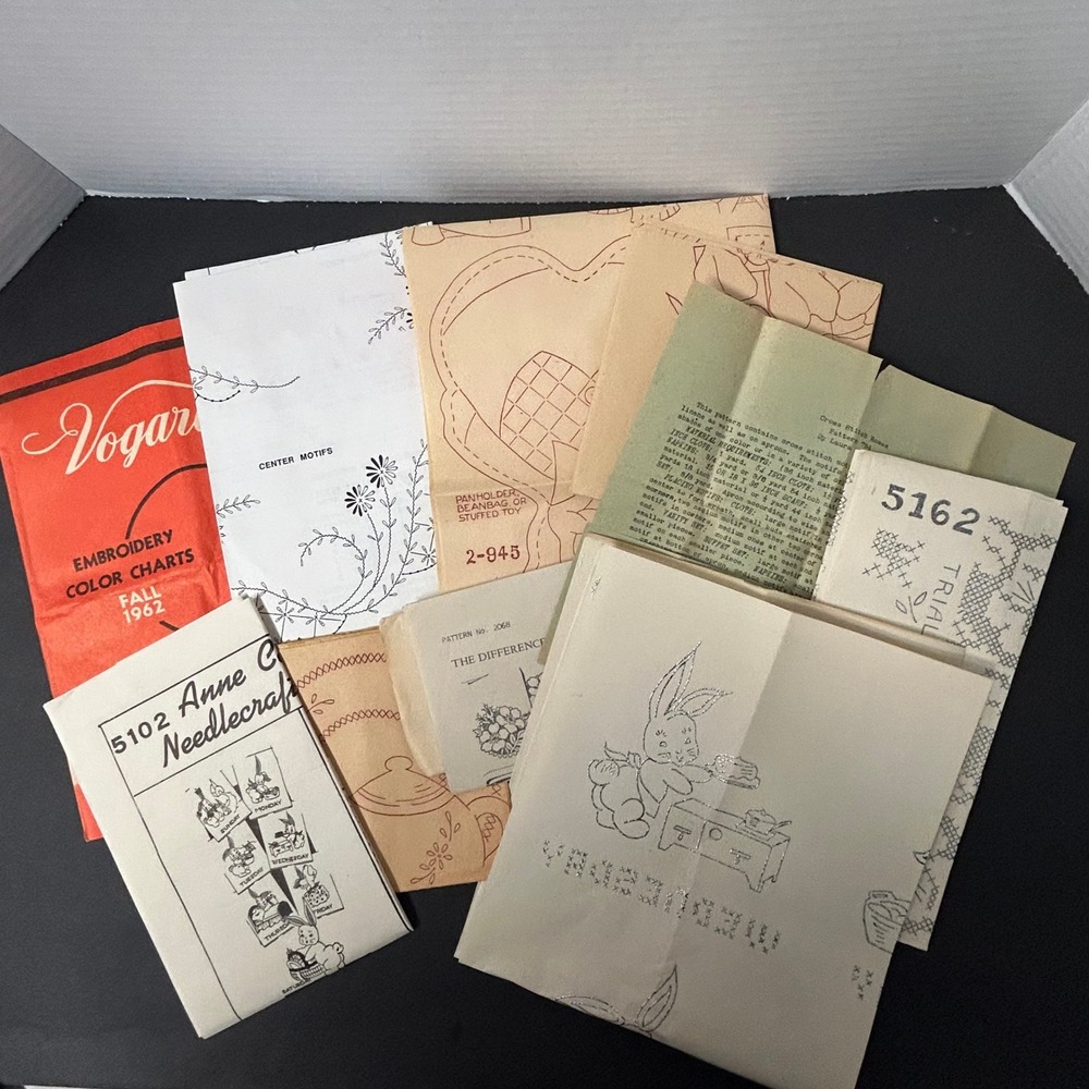 Vintage Vogart Anne Orr Embroidery Transfers Patterns Lot 1960s Floral Multi